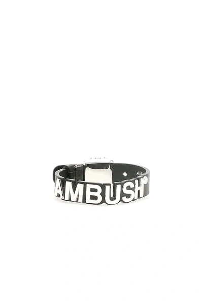 Ambush Nameplate Logo Bracelet In Black,silver