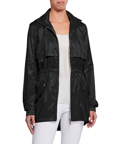 Anatomie Alana Metallic Wind-resistant Hooded Jacket In Black