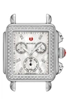 Michele Deco Diamond Diamond Dial Watch Head, 33mm X 35mm In Silver