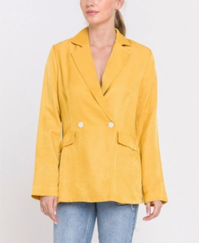 English Factory Double-breasted Soft Blazer In Yellow