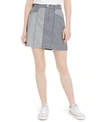 FRENCH CONNECTION ZINA COTTON COLORBLOCKED STRIPED DENIM SKIRT
