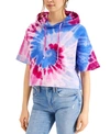 FRENCH CONNECTION COTTON TIE-DYED CROPPED HOODIE