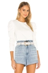 Rebecca Minkoff Janine Pleated Shoulder Sweatshirt In Ecru