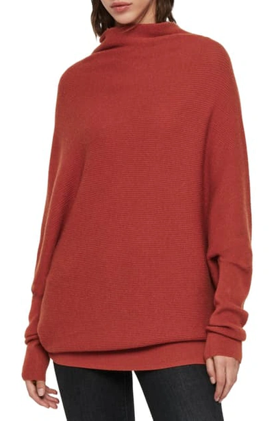 Allsaints Ridley Funnel Neck Wool & Cashmere Sweater In Paprika Red