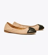 Tory Burch Minnie Cap-toe Ballet Flat In Goan Sand/perfect Black