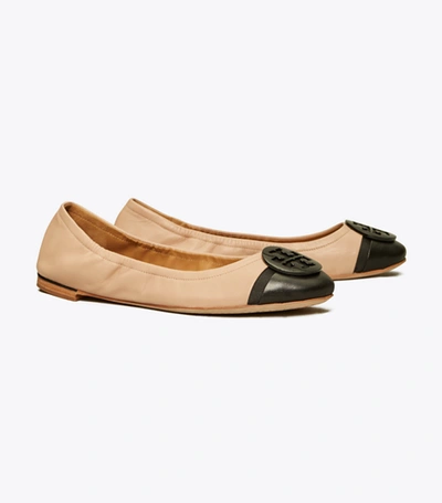 Tory Burch Minnie Cap-toe Ballet Flat In Goan Sand/perfect Black