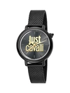 JUST CAVALLI LOGO BLACK STAINLESS STEEL MESH BRACELET WATCH,0400012550591