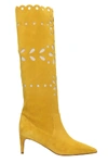 RED VALENTINO LOW HEELS BOOTS IN YELLOW SUEDE,11344536