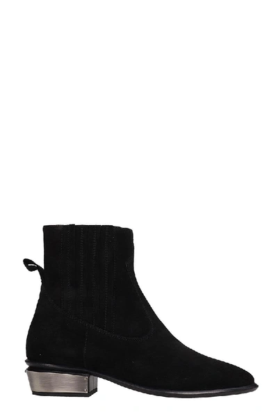 Kate Cate Cowboy Kate Low Heels Ankle Boots In Black Suede