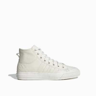 Adidas Originals Nizza High Top Sneakers In Off White Leather-navy