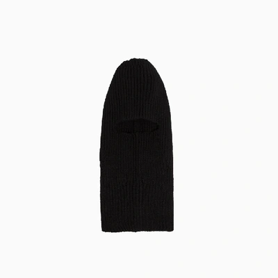 Off-white Ribbed Cotton-blend Balaclava In Black
