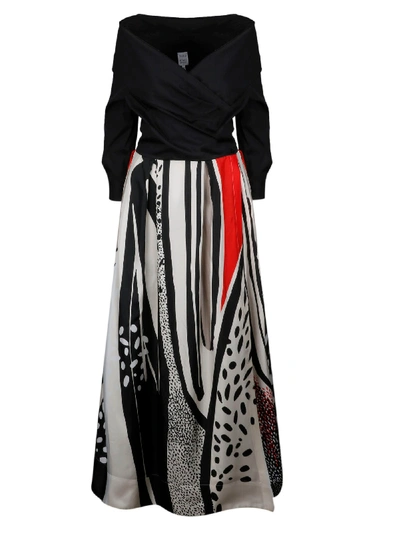 Sara Roka Zakira Mixed Pattern Dress In Black