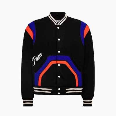 Filling Pieces Colour Block Logo Embroidered Bomber Jacket In Black