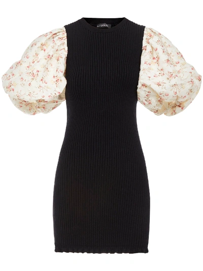 Wandering Panelled Knit Dress In Black