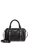 Zadig & Voltaire Sunny Small Studded Leather Bowling Bag In Noir