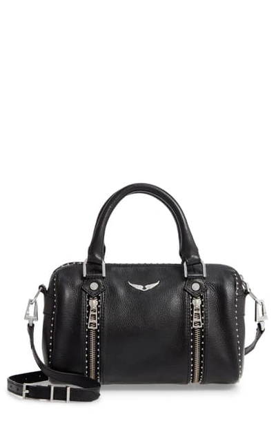Zadig & Voltaire Sunny Small Studded Leather Bowling Bag In Black