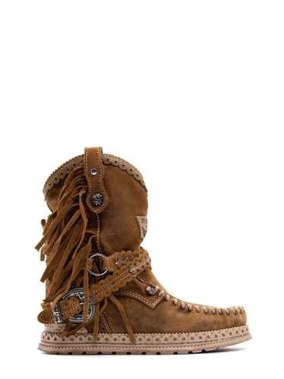 El Vaquero 70mm Arya Fringed Leather Boots In Tan