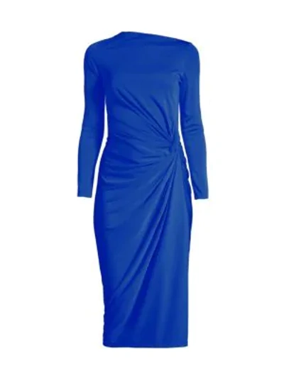 Donna Karan Side Ruched Jersey Dress In Royal