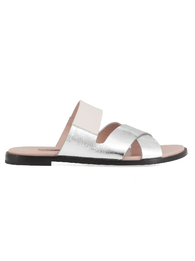 Coliac Cross Strap Sandals In Silver