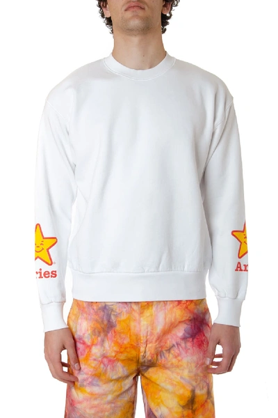 Aries Fast Food Logo-print Fleece-back Cotton-jersey Sweatshirt In White