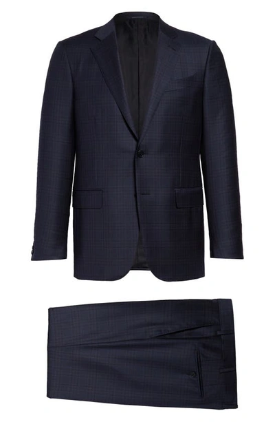 Ermenegildo Zegna Milano Trofeo Classic Fit Plaid Wool Suit In Navy