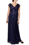 Tiffany Rose Maternity Eden Long Floral-lace Gown With Satin Sash In Arabian Nights
