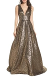 MAC DUGGAL METALLIC JACQUARD BALLGOWN,66217