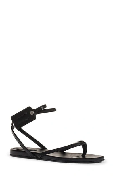 Off-white Zip Tie Flat Flats In Black Leather