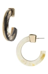 AKOLA HORN HOOP EARRINGS,20AE19-BLKWHT