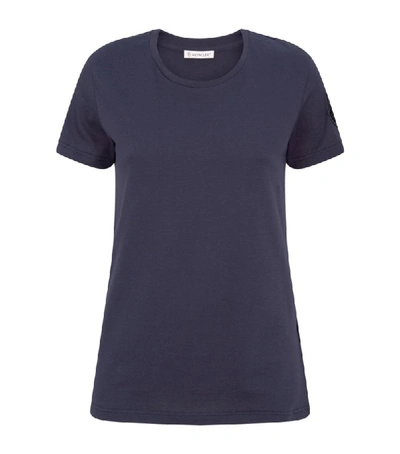 Moncler Cotton Logo Sleeve T-shirt In Blue