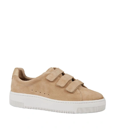 Sandro Suede Strap Trainers In Sand