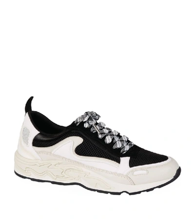 Sandro Flame Leather And Mesh Trainers In Storm