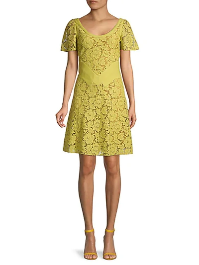 Valentino Embroidered Floral Dress In Yellow