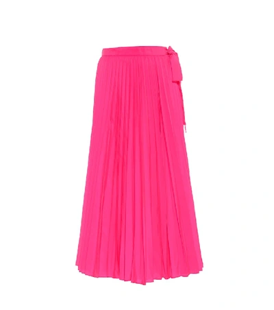 Valentino Nylon Canvas Midi Skirt W/side Bow In Pink