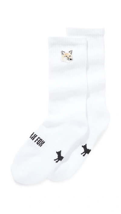 Maison Kitsuné Pastel Fox Head Patch Socks In White