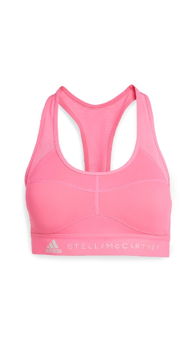 Adidas By Stella Mccartney Performance Essentials Logo-print Stretch-jersey Sports Bra In Solar Pink