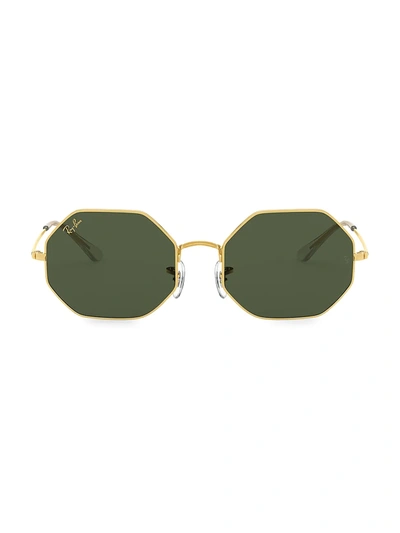 Ray Ban Octagonal Classic Sunglasses Gold Frame Green Lenses 53-21
