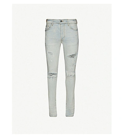 Amiri Thrasher Plus Skinny-fit Distressed Stretch-denim Jeans In Blue