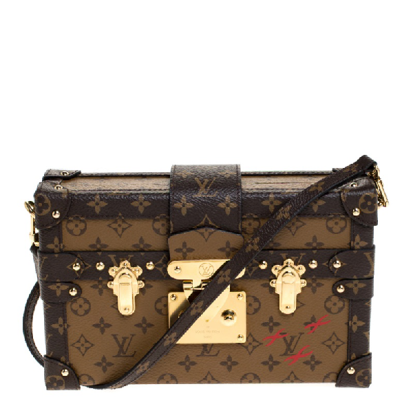 Pre-Owned Louis Vuitton Monogram Reverse Canvas Petite Malle Bag In Brown | ModeSens