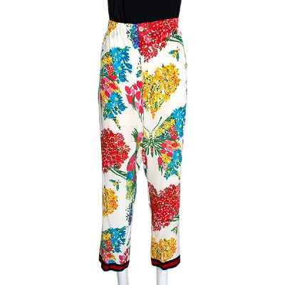 Pre-owned Gucci Multicolor Corsage Printed Silk Pajama Pants M