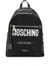 Moschino Black Canvas Backpack In Black