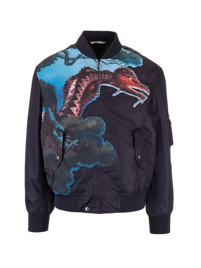 Valentino Dragon-print Technical Bomber Jacket In Multicolor