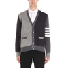 Thom Browne Milano Stitch Cotton Multi-colour 4 Bar Cardigan In Grey