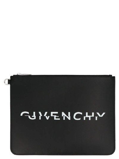 Givenchy Leather Split Logo Pouch In Black