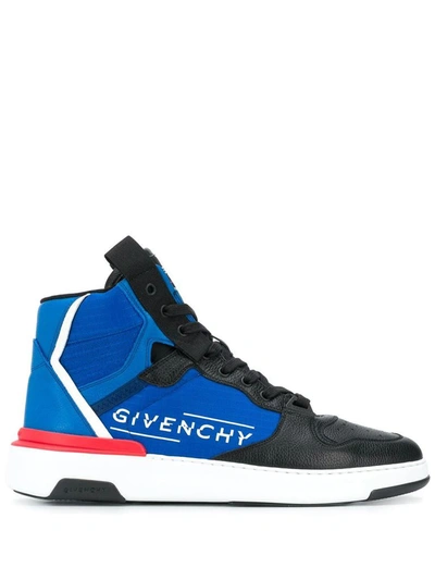 Givenchy Men's Wing Colorblock Logo High-top Sneakers In Blue