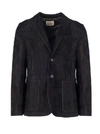 AJMONE AJMONE MEN'S BLACK SUEDE BLAZER,BLZ1X20NOIRABSOLUTE 52