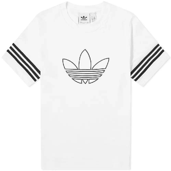 Adidas Originals T-shirt With Outline Trefoil Logo White | ModeSens
