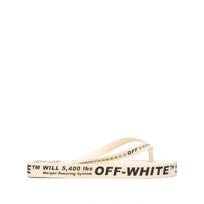 Off-white Logo Flip Flops In Neutrals