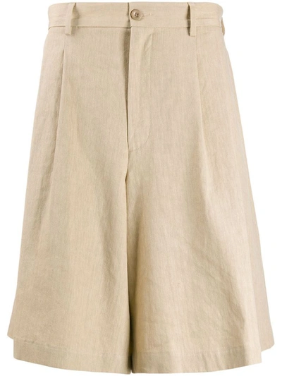 Maison Margiela Cotton Linen Shorts In Beige