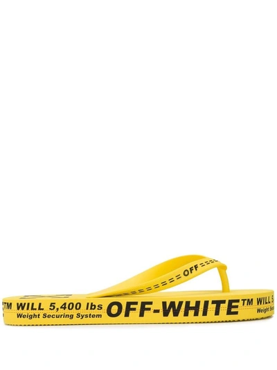 Off-white Logo Print Flip Flops In Yellow
